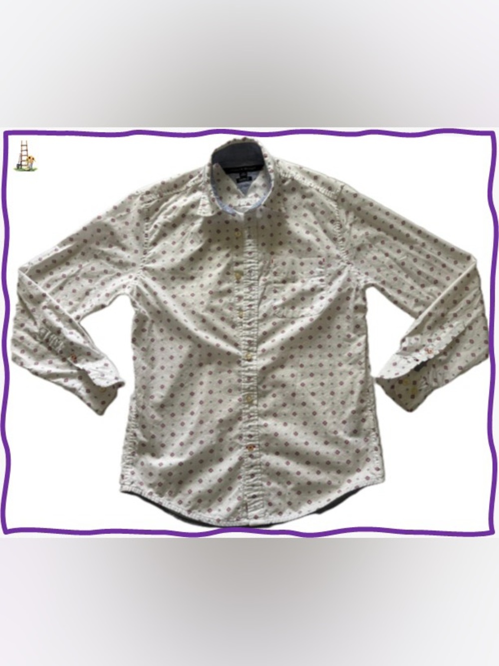 Tommy Hilfiger Men's White Printed Button-Down Shirt - Casual Long Sleeve
